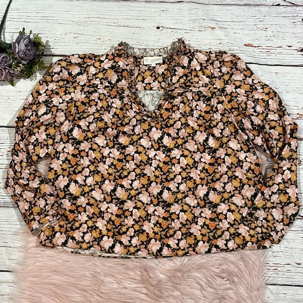 The Westside Floral Autumn Ruffle Trim Peasant Blouse
